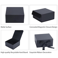 Boîtes cadeaux en papier recyclables noires de luxe pour mariages, anniversaires, soins de la peau, avec couvercles à fermeture magnétique et ruban