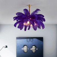 Lustre moderne en plumes d'autruche EOS, LED blanc chaud, structure en fer, décoration intérieure, luminaires suspendus pour salon et chambre, facile à installer