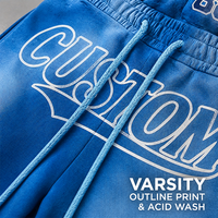 Pantalones Cortos RAMAX Azules con Lavado Ácido para Hombre, Algodón Pesado, Diseño Gráfico Vintage, Logotipo Personalizado, Ropa Urbana, Venta al por Mayor, Proveedor de Fábrica