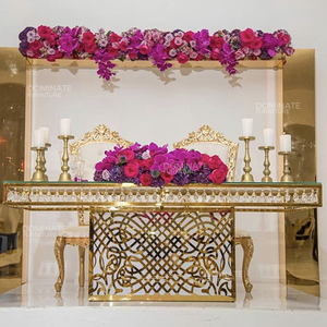 Foshan Event Chic Glass <strong>Top</strong> Stainless Steel Circle <strong>Round</strong> Crystal Wedding Banquet <strong>Table</strong> - Product Image 3