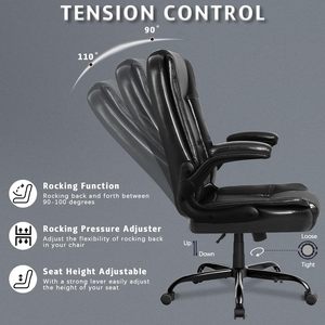 Asiento ancho de cuero, silla reclinable ergonómica ajustable Boss, silla de oficina con reposabrazos, silla de gerente acolchada para uso en oficina - Product Image 6