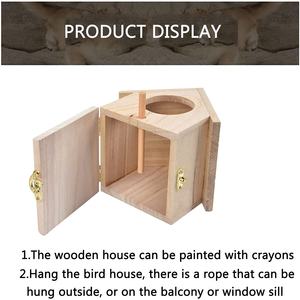 Doğal ahşap kuş evi ayakta veya asılı Habitat aksesuar ahşap el sanatları ahşap kutular & duvar işaretleri ürün kategorisi - Product Image 4