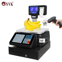 Balance à code-barres à double écran NVK TM-A, 15 kg, calcul électronique du prix, plateau en acier inoxydable pour marché, charcuterie, épicerie fraîche