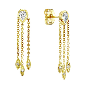 Gemnel không đối xứng cẩu bông tai trắng CZ với ruby Sapphire sang trọng chiến binh nữ hoàng đồ trang sức Stud Chuỗi liên kết bông tai - Product Image 1