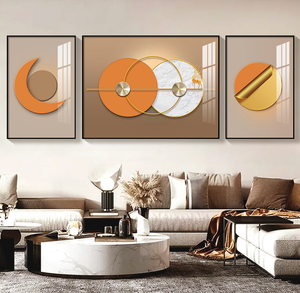 Fondo de ciervo dorado para decoración de pared, pintura geométrica abstracta colgante, tríptico <span class=keywords><strong>moderno</strong></span> minimalista para sala de estar - Product Image 3