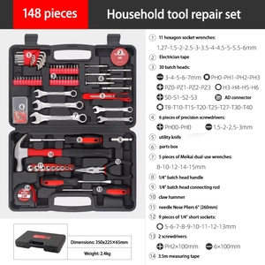 Nouvelle boîte à outils avec clés à fourche, 148 pièces, ensemble d'outils à main pour la réparation quotidienne - Product Image 2