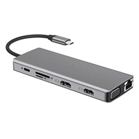 Hub USB Type C 12 in 1 yang Kompatibel dengan VGA 4K, Docking Station Hub USB C 12 in 1, Adaptor Type C untuk Laptop