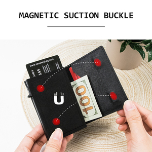 2024 Smart Genuine Leather/PU Leather Magnetic <b>Wallet</b> <b>Metal</b> Box Pop up <b>Wallet</b> Rfid Protected Card Holder - Product Image 6