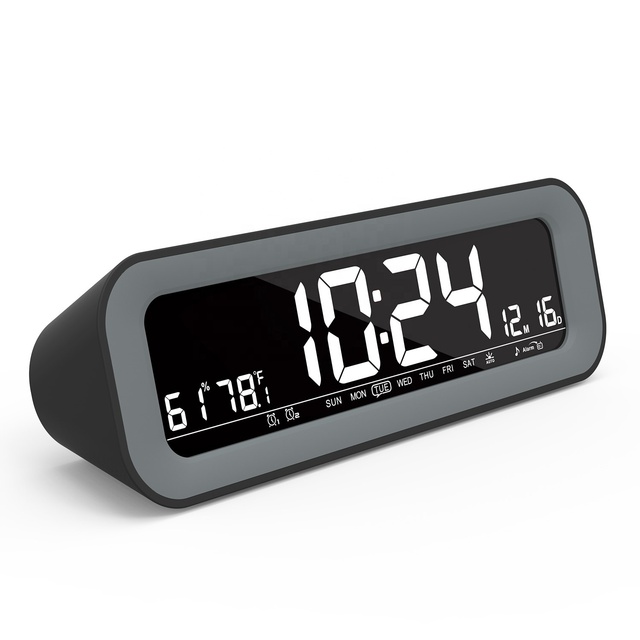 Alarm Clock Radio with Auto Dimming, 2 USB Charging Ports, Large 7" White LED Display, Battery Backup for Bedroom