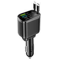 2 câbles rétractables 66W, chargeur de voiture rétractable, chargeurs pour téléphone portable, chargeur de voiture 4 en 1 pour iPhone