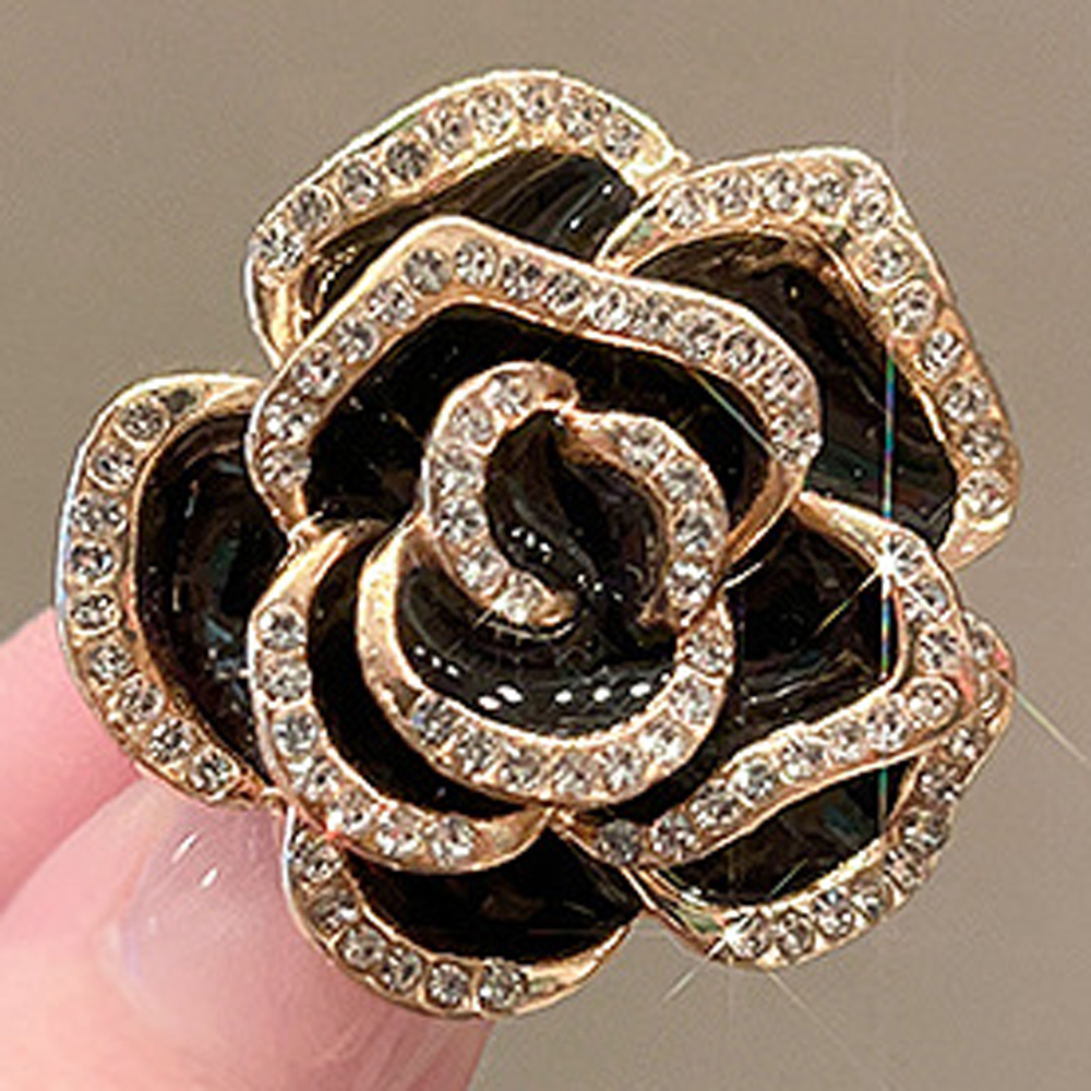 001 Camellia Brooch - Black 3.5x3.5cm/17.5g