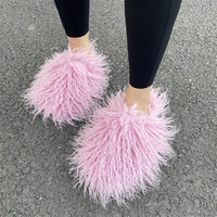 Sandales d'extérieur tendance pour femme, en fausse fourrure de mouton de luxe, antidérapantes en TPR, chaudes et confortables, pour l'hiver et l'automne