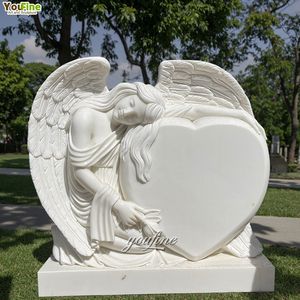 Stèle Funéraire en Marbre Blanc Sculptée Main, Ange Debout avec Fleur - Product Image 3