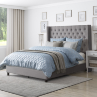 Vente en gros, tailles personnalisables pour chambre à coucher d'hôtel de luxe, ensemble de cadres de lits en métal rembourrés