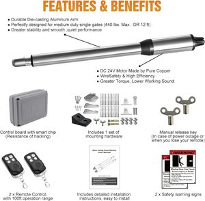 Ostacolo Auto retromarcia 24V DC 200kg di sicurezza prima solare WiFi apriscatole automatico braccio dritto per uso residenziale - Product Image 5