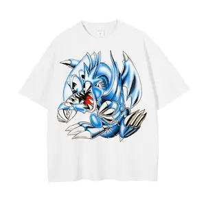 Großhandel individuelles T-Shirt grafisches Vintage-T-Shirt Anime-Baumwolle Drop-Shoulder Streetwear gewaschenes Herren-T-Shirt