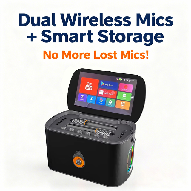 2025 All-in-One KTV Smart Party for Karaoke Players Speaker WIth 2 Mic Android System Powerful Wireless Touch Screen Machine