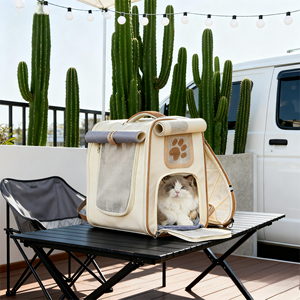 Mochila de tela Oxford de gran capacidad para perros y gatos, transpirable, extensible, a la moda, para exteriores, para mascotas, cama portátil para perros - Product Image 2