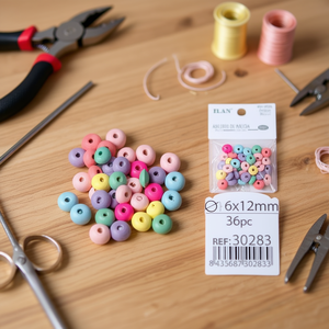 Ilan Abalorios Perline in legno 6x12mm 36 pezzi per la creazione di gioielli - Product Image 3