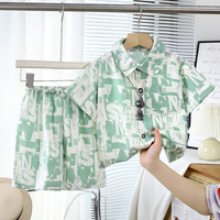 Nouveau Ensemble Décontracté Tendance Style Chinois pour Garçons, Costume à Manches Courtes et Short Respirant pour la Plage avec Motif Dessin Animé