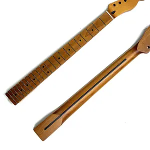 Manche de guitare TL 22 frettes en érable satiné torréfié avec bande en palissandre, style Telecaster, remplacement en acier inoxydable - Product Image 2