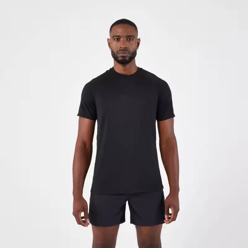 Prezzo all'ingrosso Plain Blank 100 sublimazione poliestere elastan blu Sport Gym Running asciugatura rapida T-Fit da uomo T-Shirt per l'esercizio