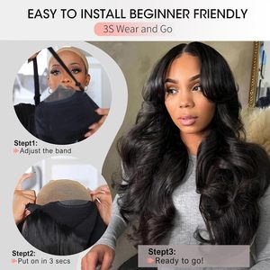 Perruques Sans Colle 9x6 Cheveux Humains Pré-Épilées HD Complètes Avec <span class=keywords><strong>Frange</strong></span> Rideau Dégradée Cadrant le Visage, Perruque Frontale Vague Corporelle Transparente Cheveux Bruts - Product Image 5