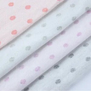 Manufacturer 250GSM Knitting Jacquard Dot Dobby 95% Cotton 5% Spandex Fabric For Baby Kids Women Pajamas Clothing