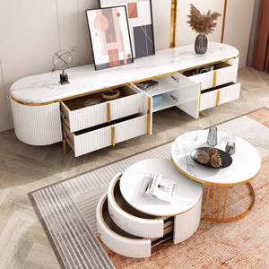 Ensemble Meuble TV en Bois Blanc Style Nordique de Luxe et <span class=keywords><strong>Table</strong></span> Basse <span class=keywords><strong>Table</strong></span> d'Appoint en Bois Moderne Simple pour Salon Mobilier de Maison - Product Image 6