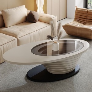Table basse en verre Abyss de luxe, design ovale minimaliste moderne, table basse tendance pour les salons compacts - Product Image 1