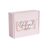 Cajas de Cartón Corrugado Ecológicas Rosadas para Envío, Plegables, con Diseño de Logotipo en Lámina Dorada