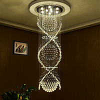 Lustre suspendu en cristal long pour escalier duplex, lampe LED rotative moderne et minimaliste pour salon et villa