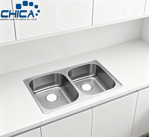 Éviers de cuisine en acier inoxydable en gros, à montage sous plan, à double bac, profonds et grands, pour usage commercial - Product Image 4