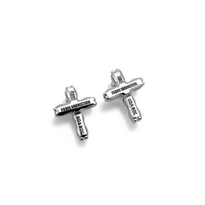 Pendientes de Cruz Papah Ammanstion, Plata 925, Oro Blanco, Joyería Religiosa Cristiana Unisex para Ceremonias - Product Image 1