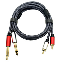 Câble 2RCA vers 1/4, câble d'interconnexion audio stéréo double 1/4 pouce TS vers double RCA, coque en cuivre plaqué or 2X 6,35 mm