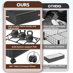 2er-Pack Moderne Rechteckige Platzsparende Unterbett-Aufbewahrungsbox mit 360° Drehrollen Abnehmbarer Stoff-Kleiderorganizer - Product Image 6