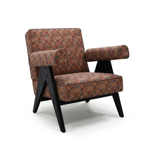 Colorful Fabric Minimalist Tufted Chaise <b>Lounge</b> Coffee Shop Armchair Hotel Living Room Furniture Retro <b>Indoor</b> Wooden Seats Loft - Product Image 1