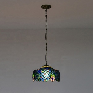 Lámpara Colgante LongHuiJing de Triple Luz, Estilo Mediterráneo Industrial, Vidrio Teñido, LED Blanco Cálido, Base de Hierro, 80cm, E27 - Product Image 3