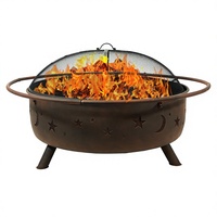Brasero contemporain Cosmic 42 pouces en acier allié pour brûlage de bois, finition bronze, bol de 34 pouces de diamètre, inclut un écran anti-étincelles
