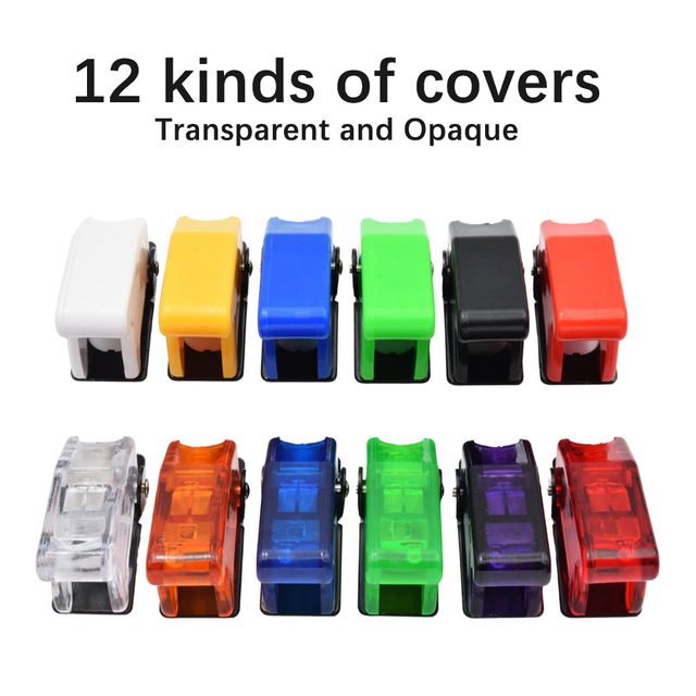 ASW-07D Car Boat Aircraft on Off 20A 12V Mini LED Toggle Light Switch Safety Guard Waterproof Cover Red Green Blue Yellow