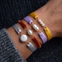 Nouveau bracelet en perles naturelles réglable, multicolores, fait main, en tissu luxueux, bijoux de mode pour femmes avec ruban en satin