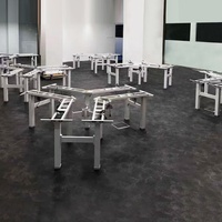 Bureau électrique réglable en hauteur à 3 moteurs et 3 pieds, en forme de L, ouvert à 90 ou 120 degrés, robuste