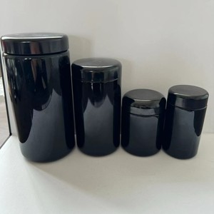 Frascos de Vidrio Negro Oscuro a Prueba de Luz y Olores OEM, Recipientes de Almacenamiento con Filtro Ultravioleta y Sellado Hermético para Productos Secos - Product Image 2
