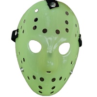 Masque de fête d'Halloween en plastique épais de 100 g, le tueur Jason Voorhees, masques de cosplay blancs et jaunes