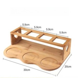 Rak penyimpanan multifungsi dari bambu, rak kayu ganda untuk dapur, rak kaca anggur, peralatan makan diproduksi - Product Image 2