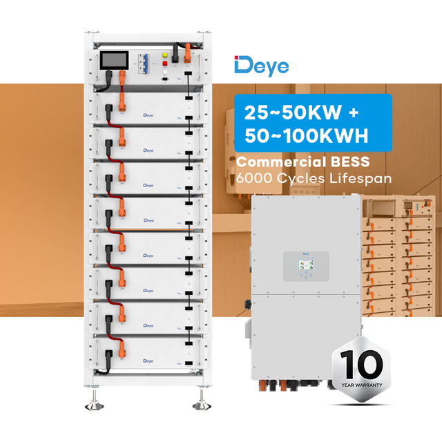 Deye 20kwh 30kwh 40kwh 50kwh Home Energy Storage System with Hybrid Inverter 3 Phase and 6000 Cycles Lifespan