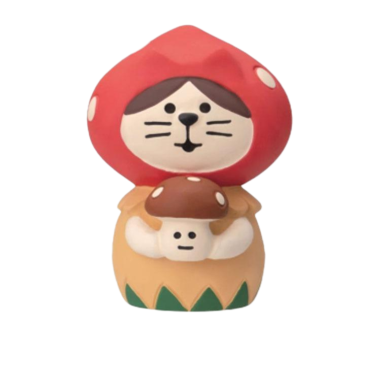 Red turban mushroom cat