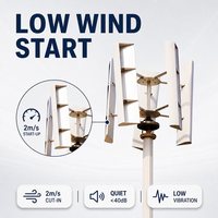 Éolienne à axe vertical GWH-500W, démarrage à faible vitesse de vent (2 m/s), fonctionnement silencieux, générateur d'énergie renouvelable VAWT 500W