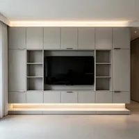 Meuble TV mural commercial décoratif, étanche, intégré et sans joint, pour la gestion des câbles
