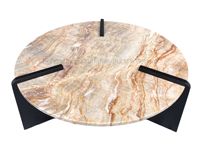 Table basse ronde de luxe en marbre avec pieds en acier modernes pour salon, mobilier de maison, prix de gros